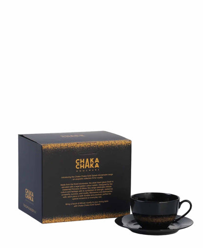 Chaka Chaka Homeware 4 Piece Cup & Saucer Set - Gold Splash