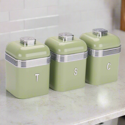 CH Retro Deluxe 3 Piece Canister Set Green