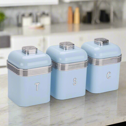 CH Retro Deluxe 3 Piece Canister Set Blue