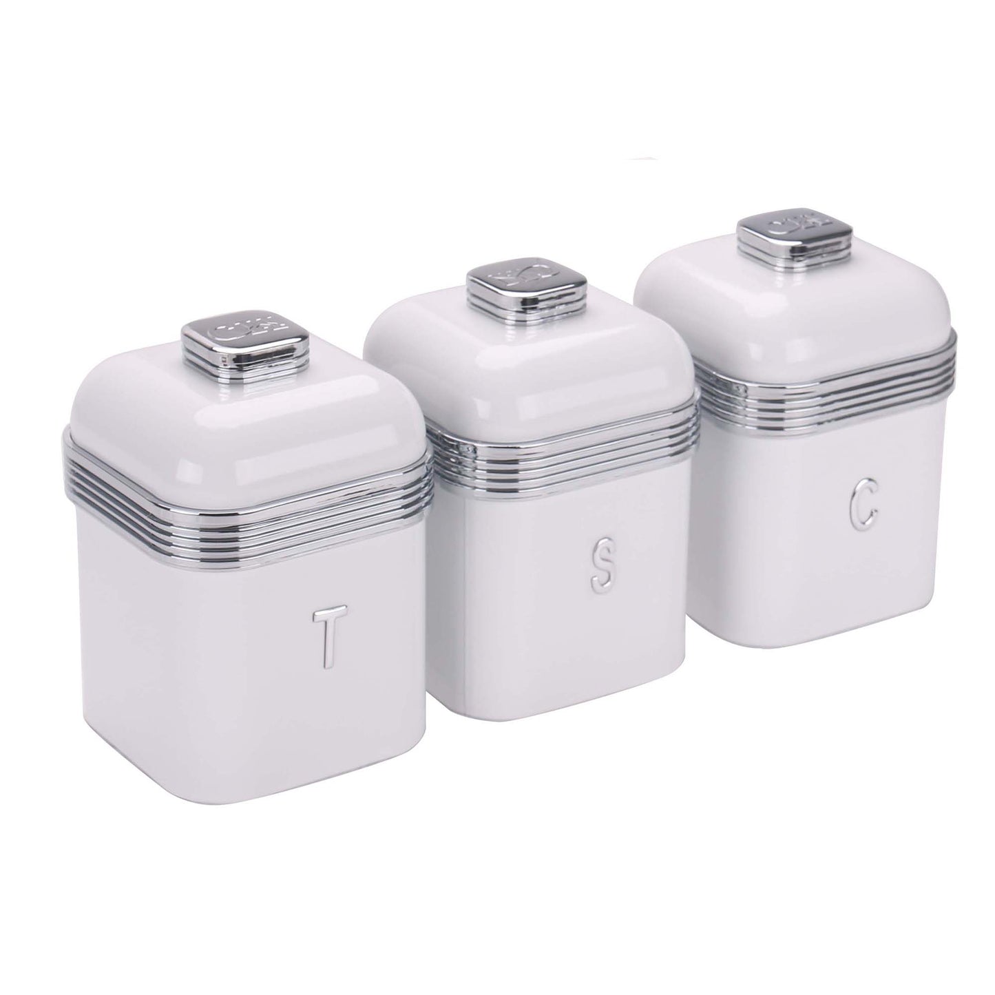 CH Retro Deluxe 3 Piece Canister Set White