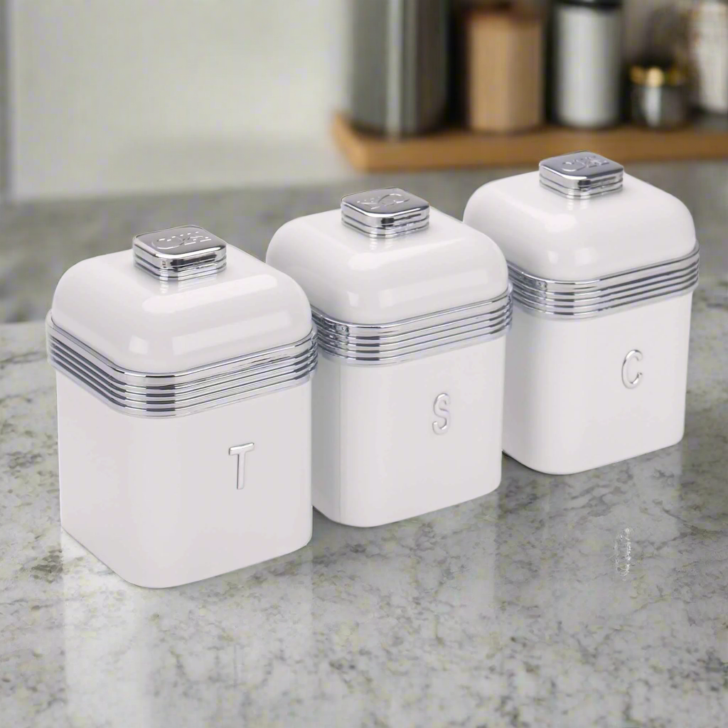 CH Retro Deluxe 3 Piece Canister Set White