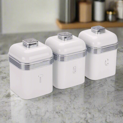 CH Retro Deluxe 3 Piece Canister Set White