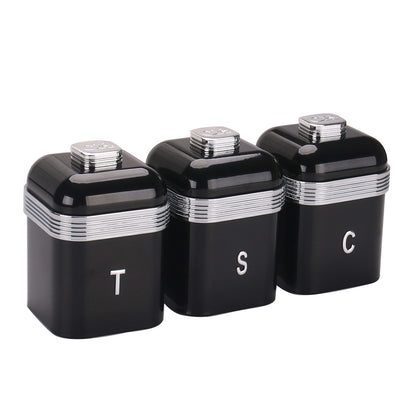 CH Retro Deluxe 3 Piece Canister Set Black