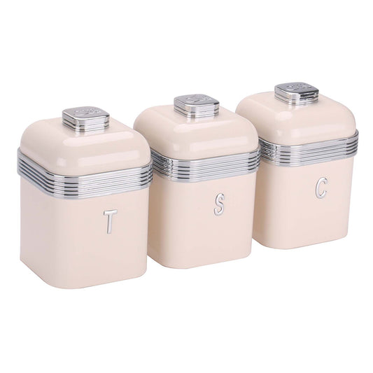 CH Retro Deluxe 3 Piece Canister Set Cream