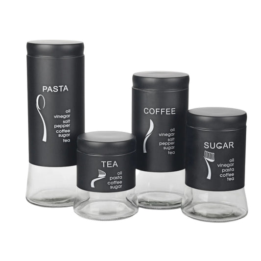 CH 4 Piece Canister Set Black