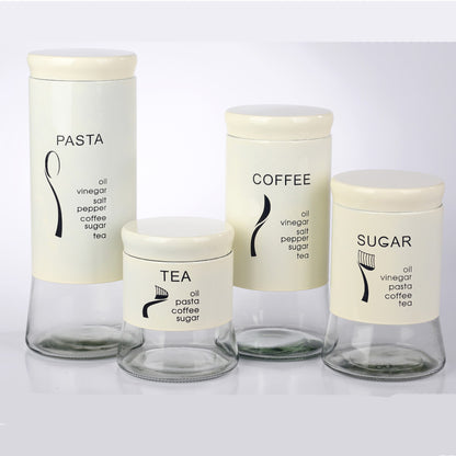 CH 4 Piece Canister Set Cream