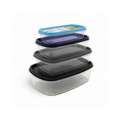 CH 4 Piece Rainbow Rectangular Container Set Clear