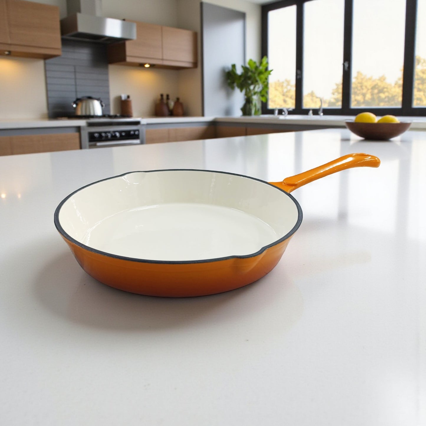 CH 25cm Cast Iron Frying Pan Orange