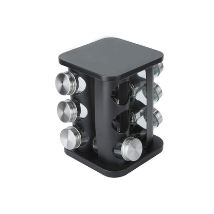 CH 12 Piece Rotating Spice Jar Rack Black