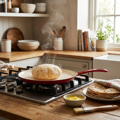 CH 27cm Cast Iron Tawa Red