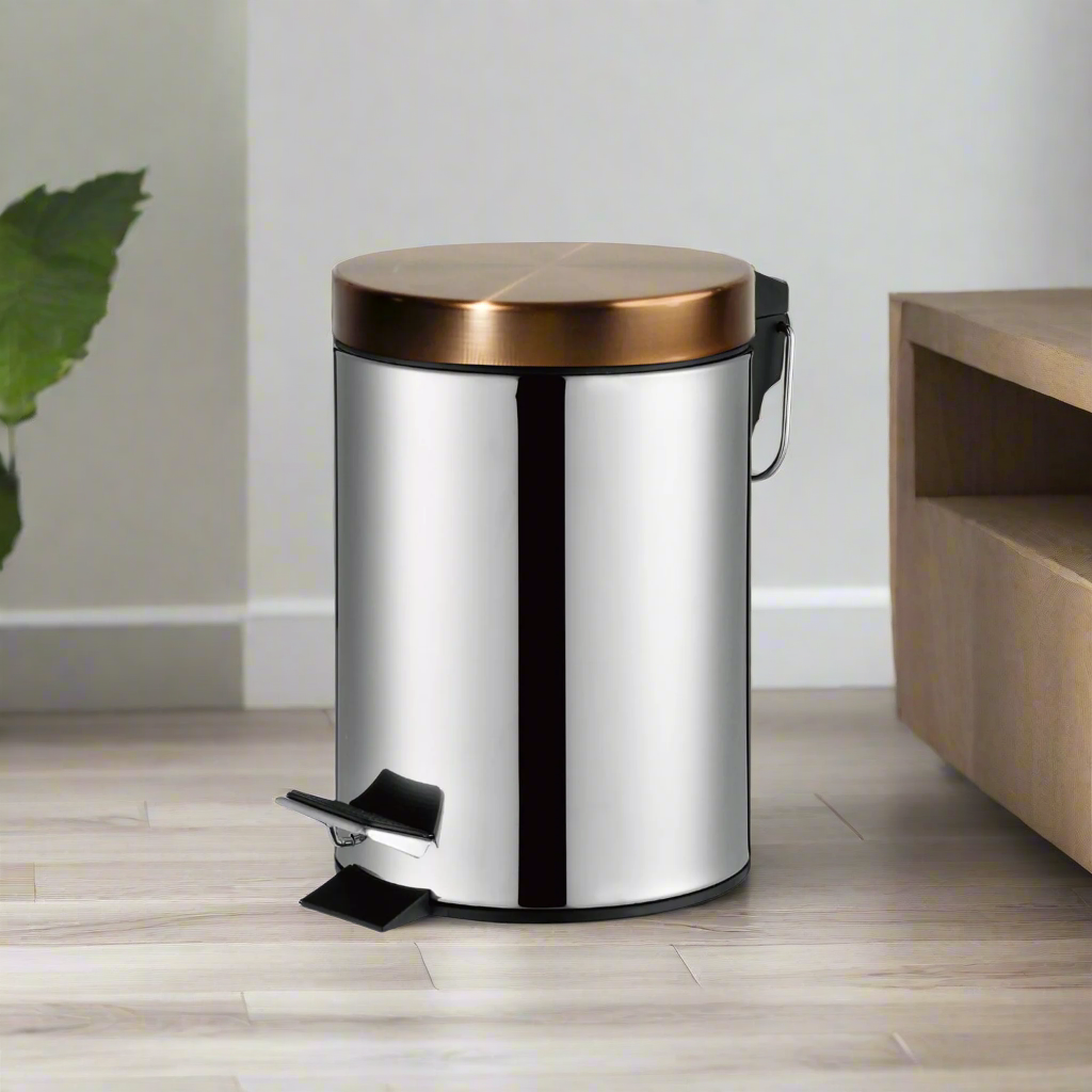 CH 3Lt Padel Bin with Lid Rose Gold & Silver