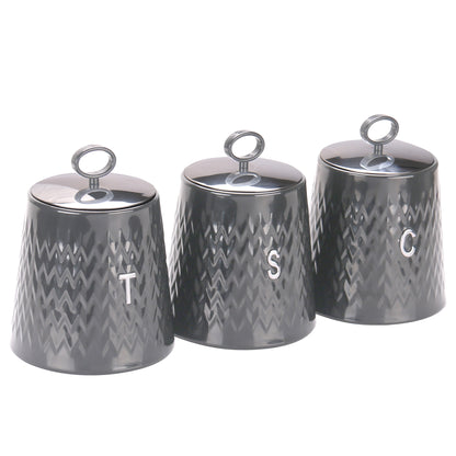 CH 3 Piece Wave Canister Set Grey