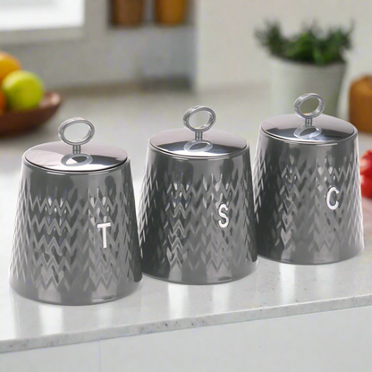 CH 3 Piece Wave Canister Set Grey