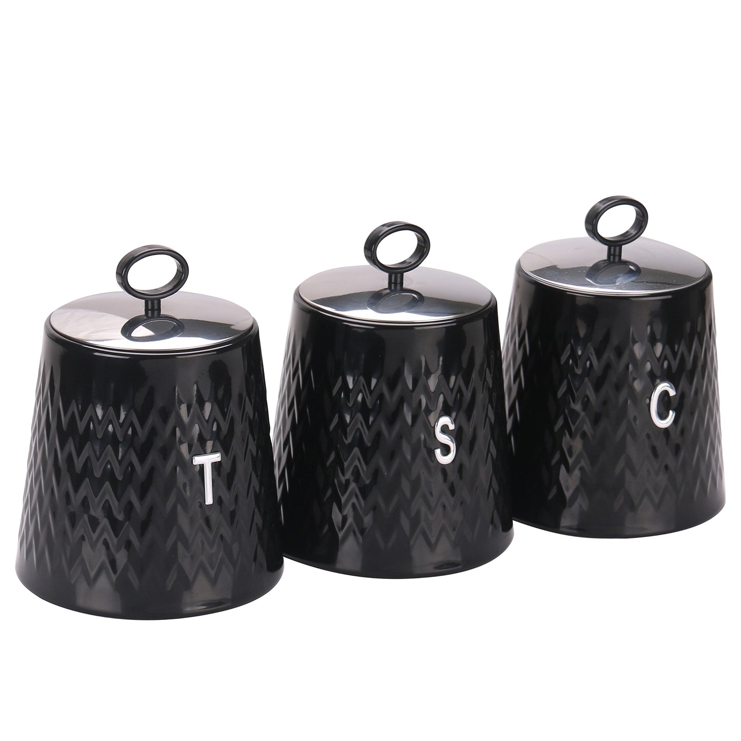 CH 3 Piece Wave Canister Set Black