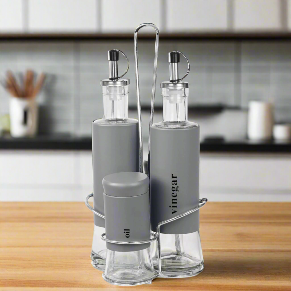 CH 4 Piece Condiment Holder Grey