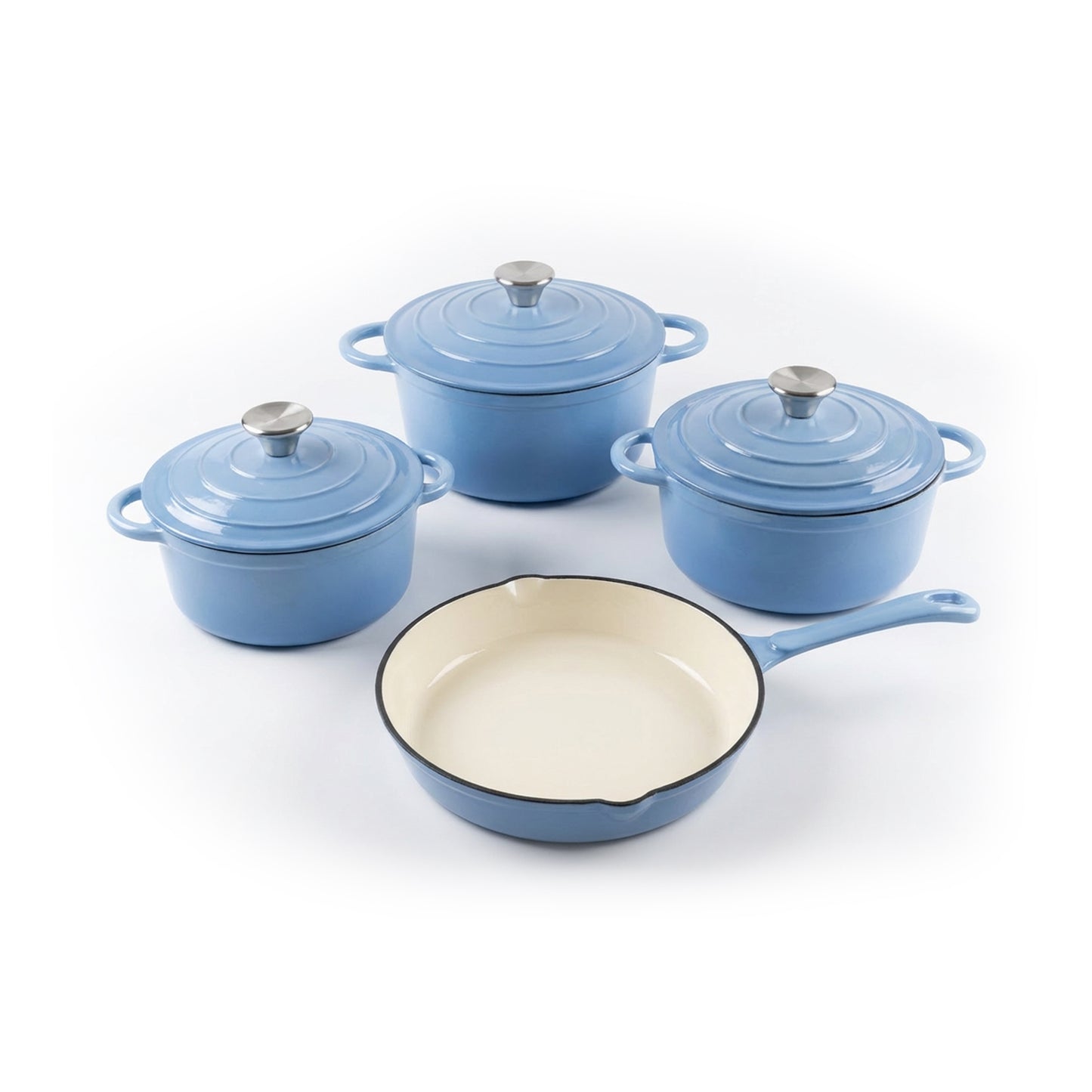 CH 7 Piece Cast Iron Pot Set Powder Blue