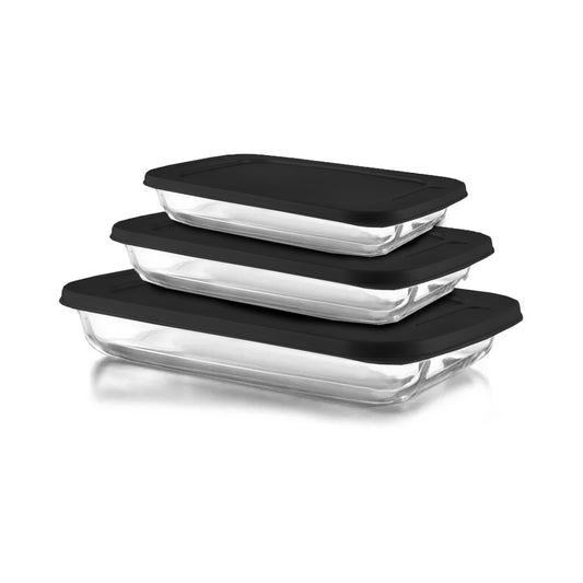 CH 3 Piece Rectangular Casserole Set Black