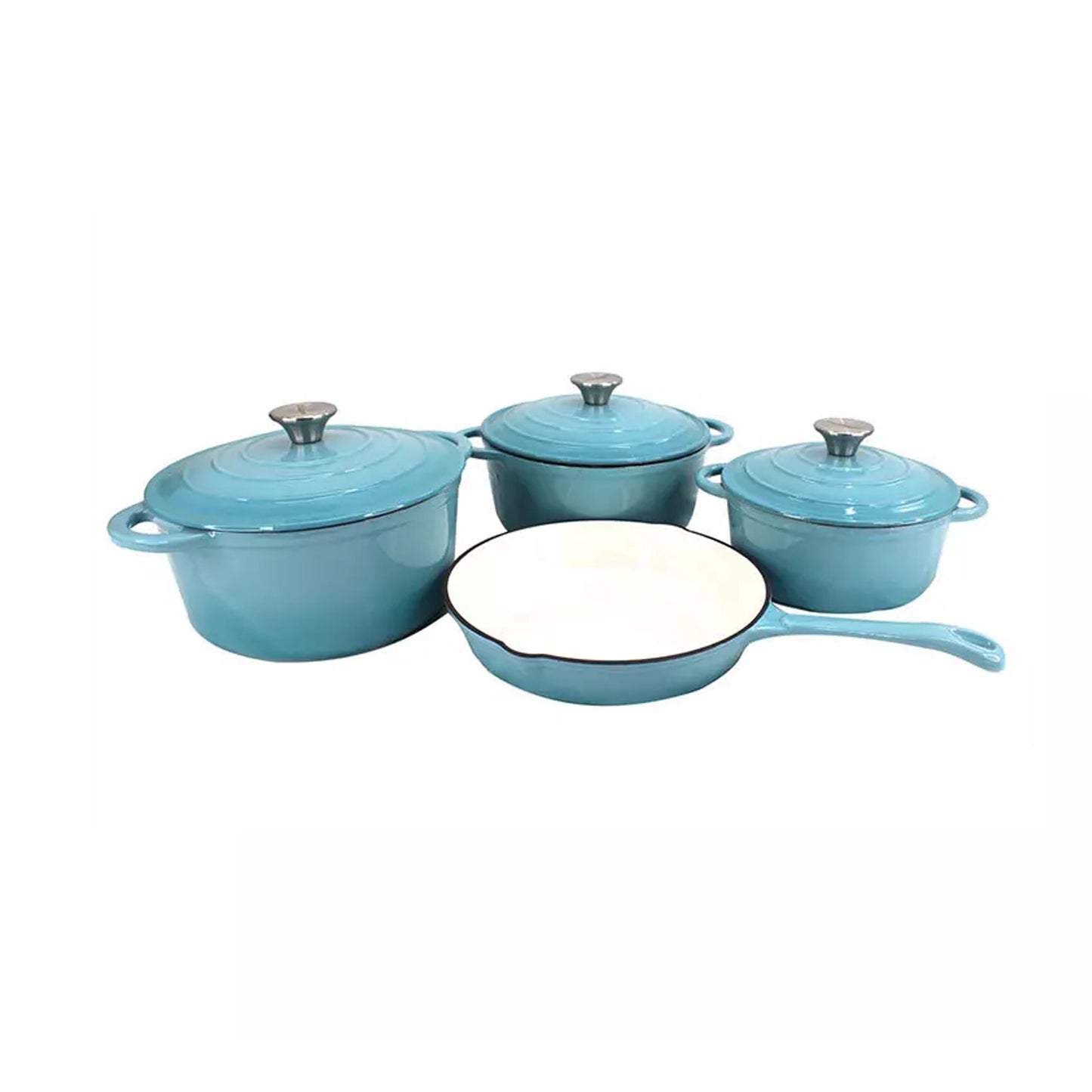 CTH 7 Piece Cast Iron Pot Set Light Blue