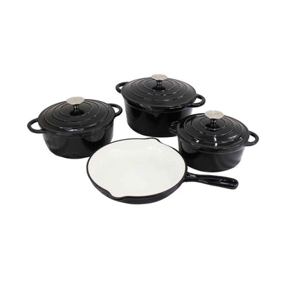 CTH 7 Piece Cast Iron Pot Set - Black