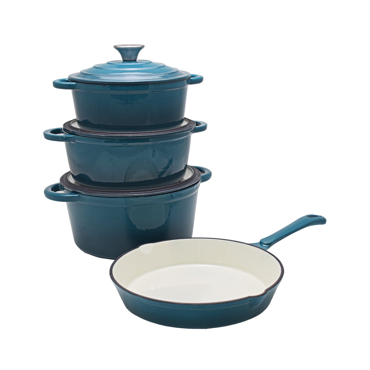 CTH 7 Piece Cast Iron Pot Set - Dark Blue