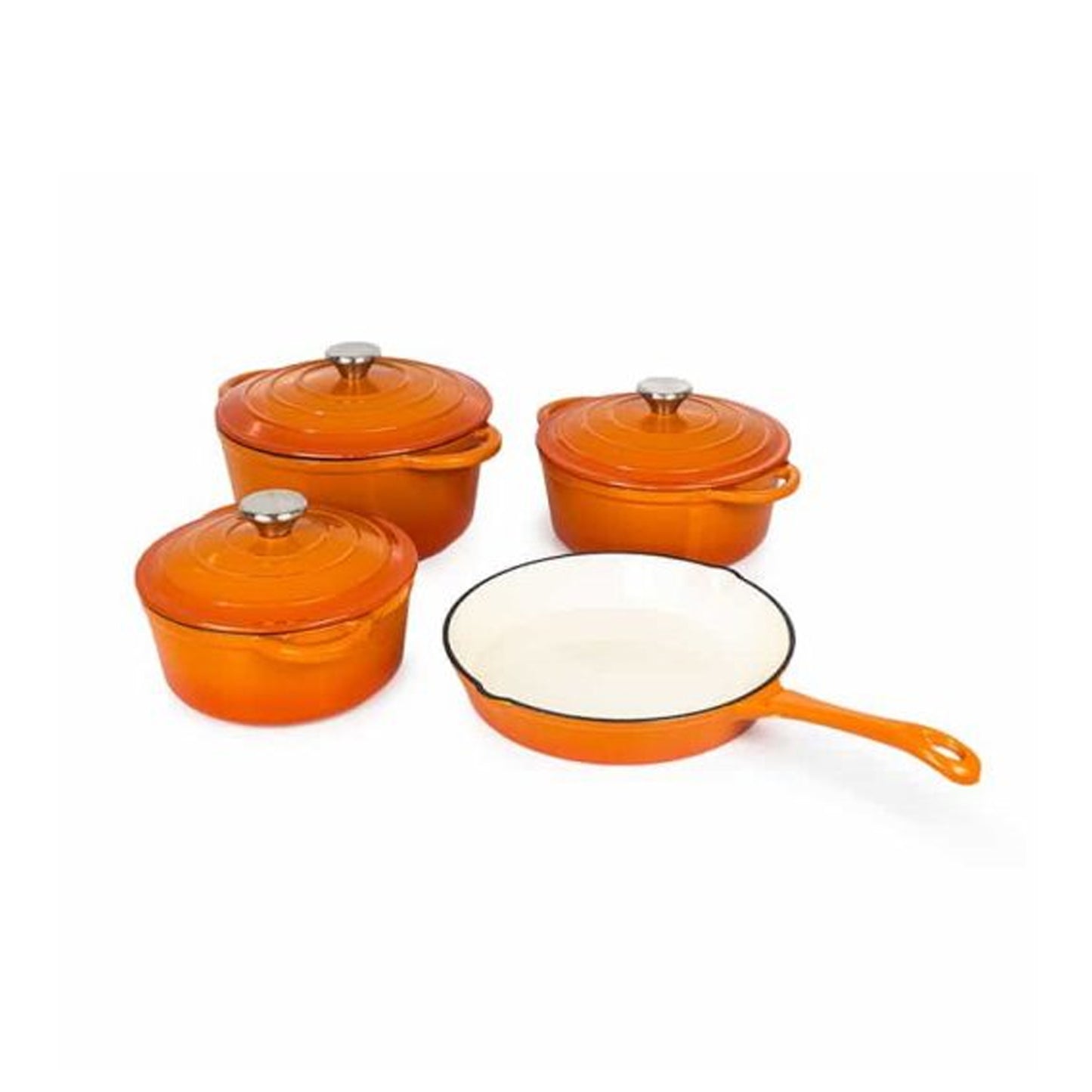 CTH 7 Piece Cast Iron Pot Set Orange