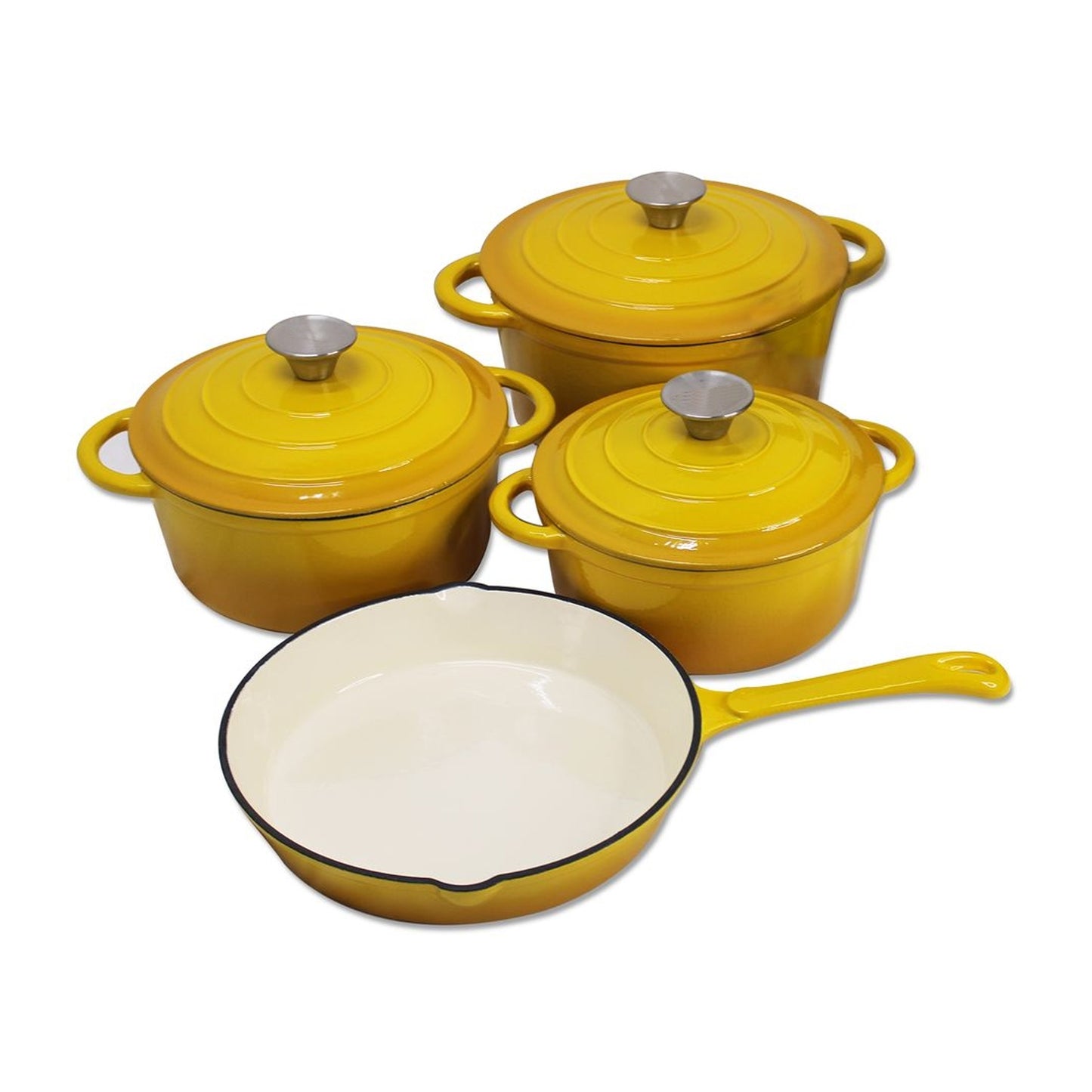 CTH 7 Piece Cast Iron Pot Set Yellow