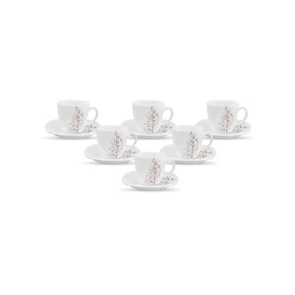 La Opala 6 Piece Quadra Autumnal Cup & Saucer Set White