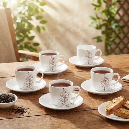 La Opala 6 Piece Quadra Autumnal Cup & Saucer Set White