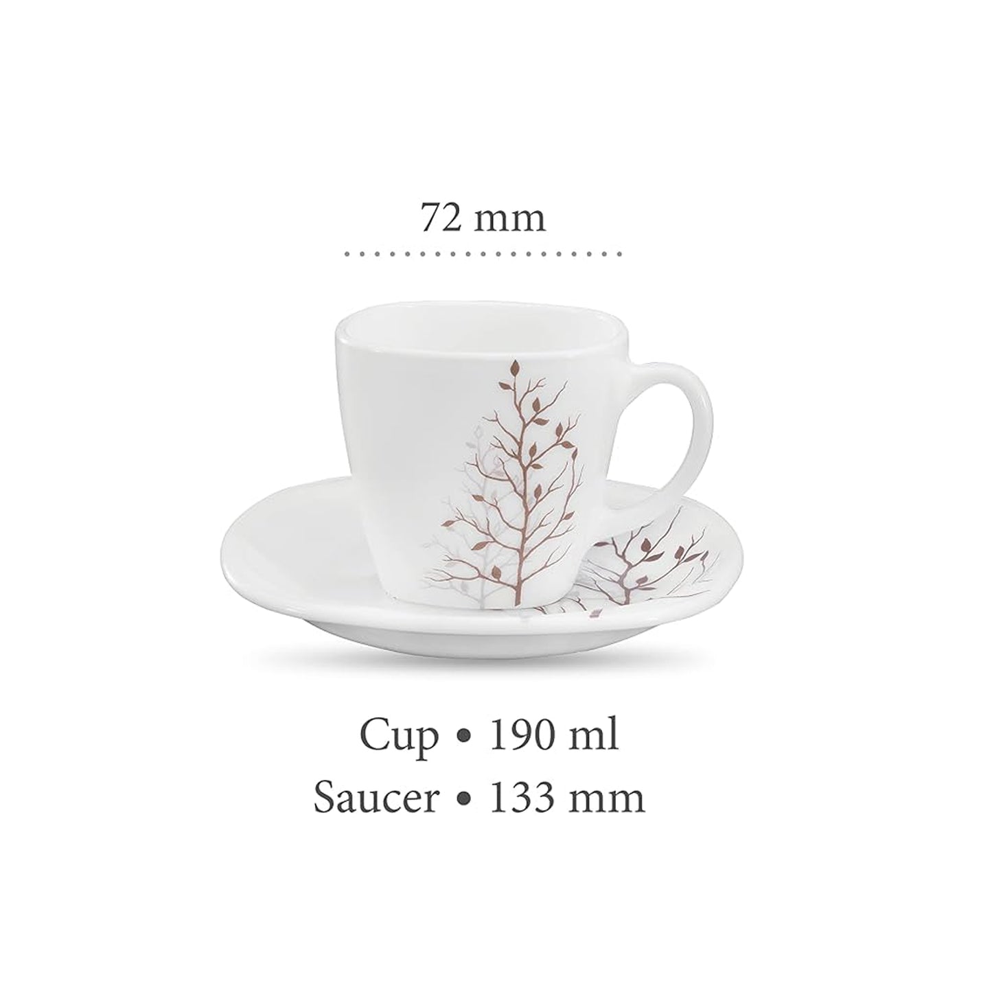 La Opala 6 Piece Quadra Autumnal Cup & Saucer Set White