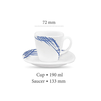La Opala 6 Piece Quadra Belladonna Cup & Saucer Set White