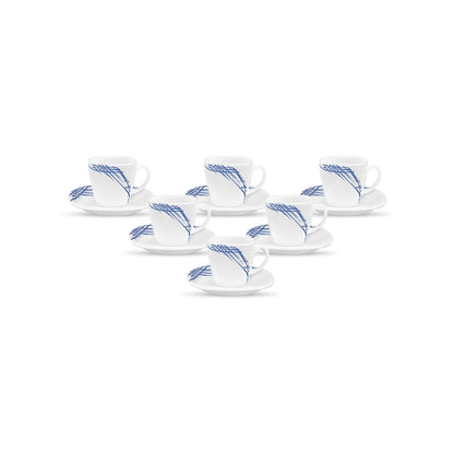 La Opala 6 Piece Quadra Belladonna Cup & Saucer Set White