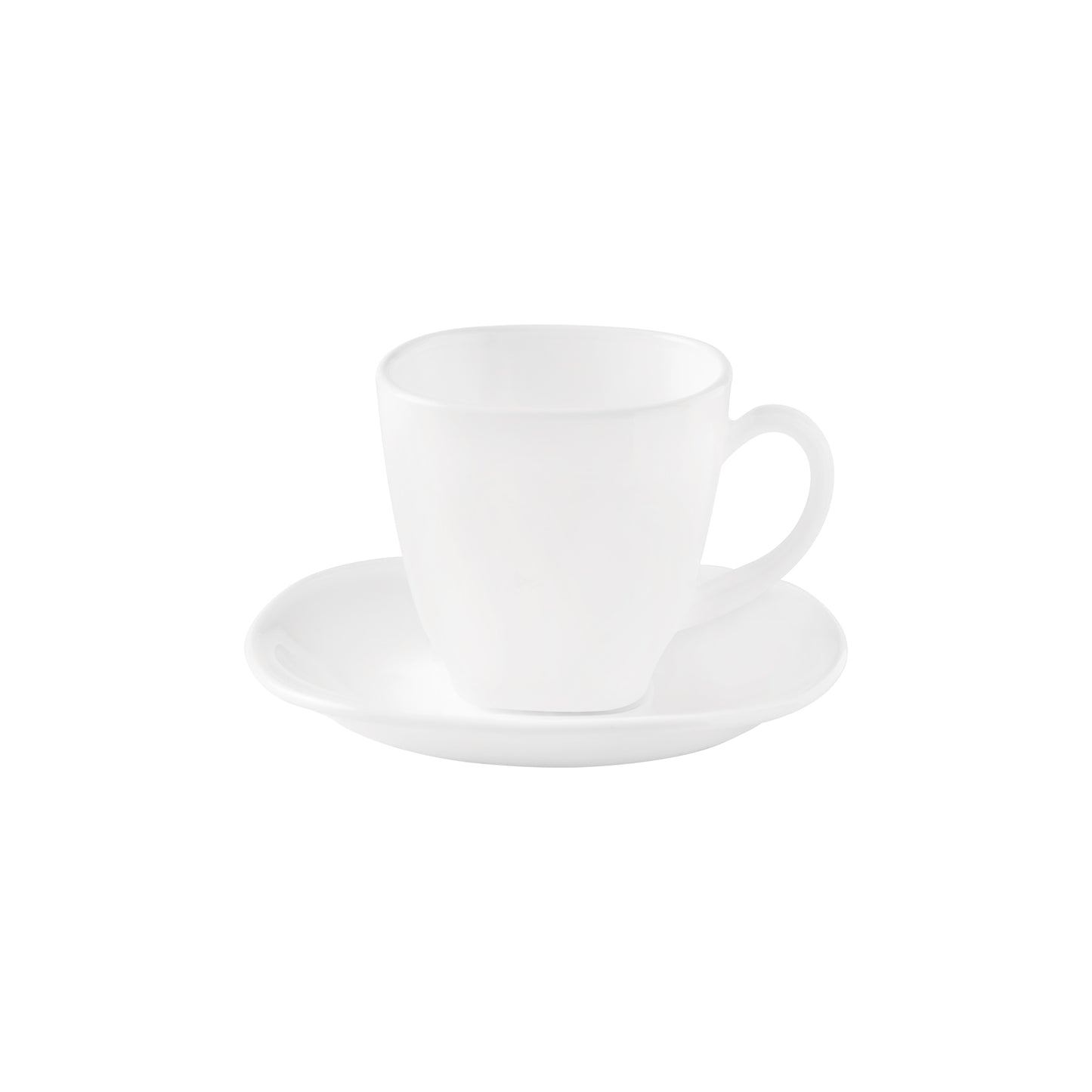 La Opala 6 Piece Quadra Plain White Cup & Saucer Set White