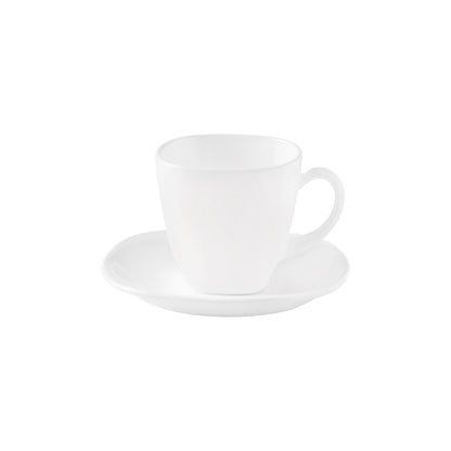 La Opala 6 Piece Quadra Plain White Cup & Saucer Set White