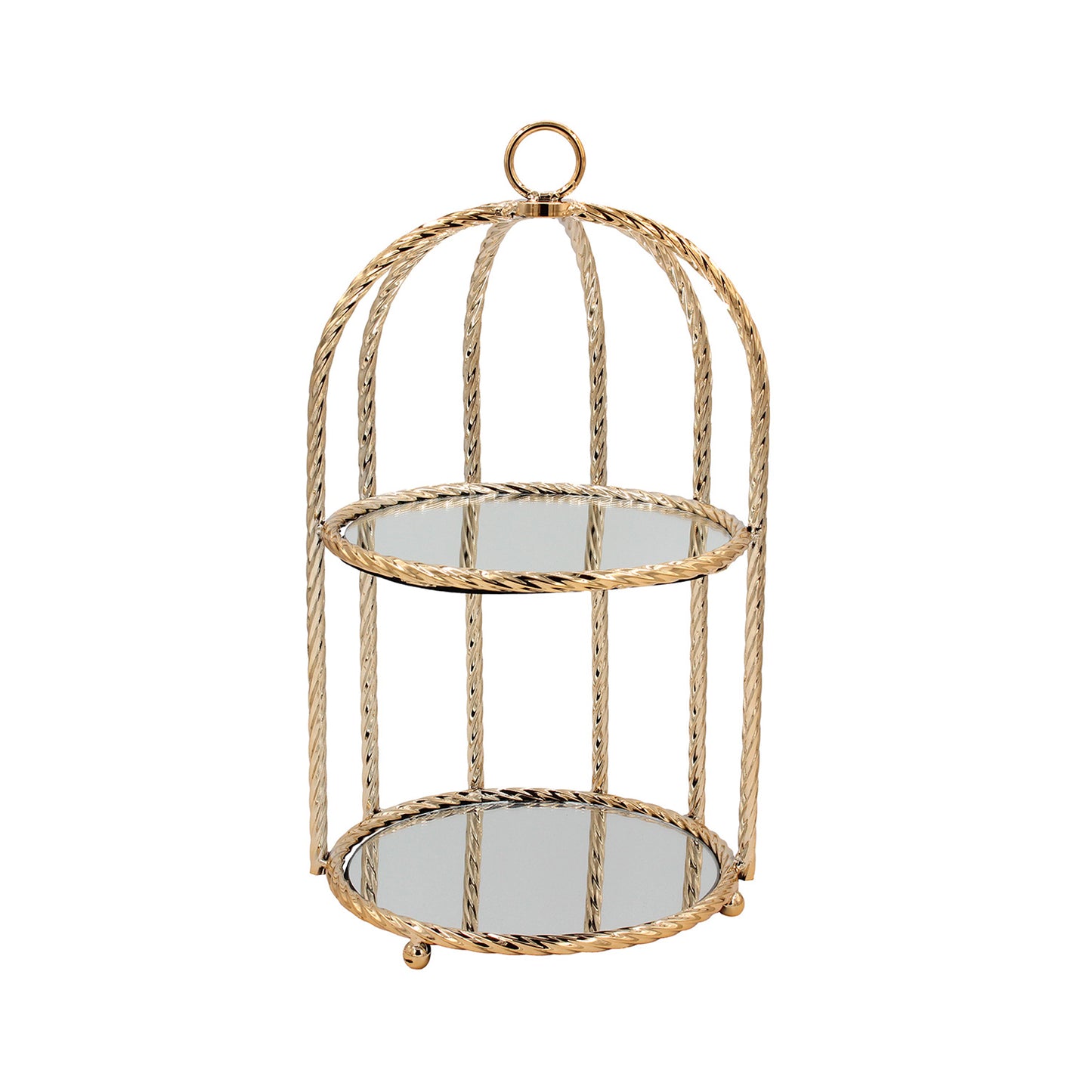 2 Tier Mirror Cake Stand Gold