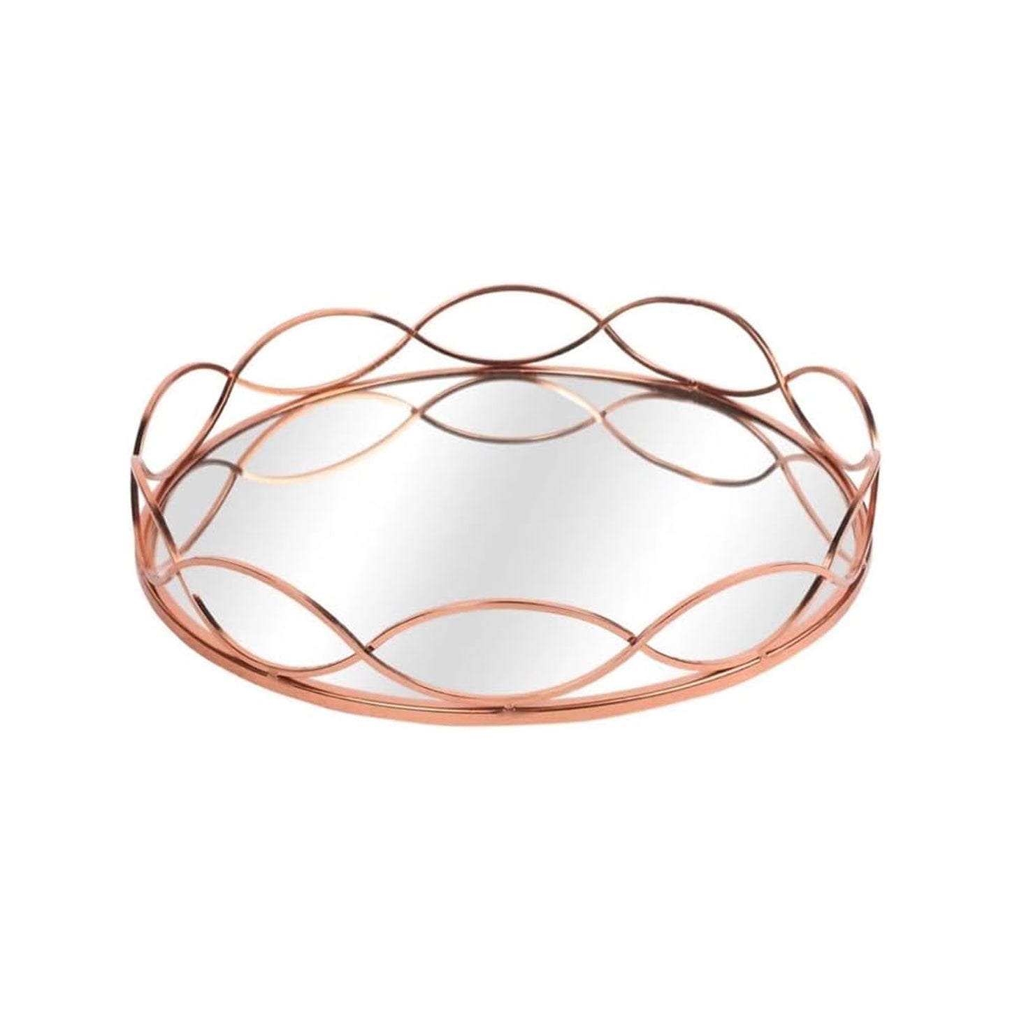 Urban Decor Large Mirror Tray with Wave Design Copper