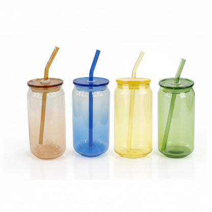 4 Piece Can Shaped Glass Set Assorted