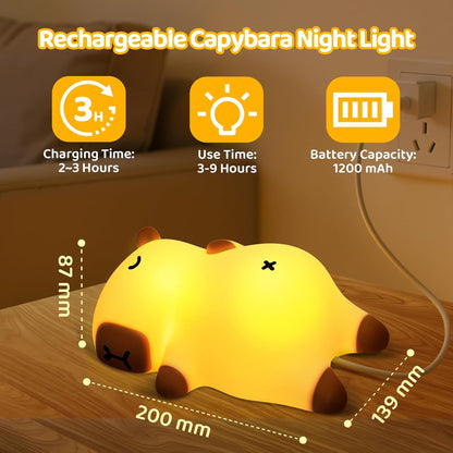 Snoring Capybara Baby Night Light Beige