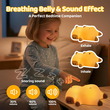 Snoring Capybara Baby Night Light Beige