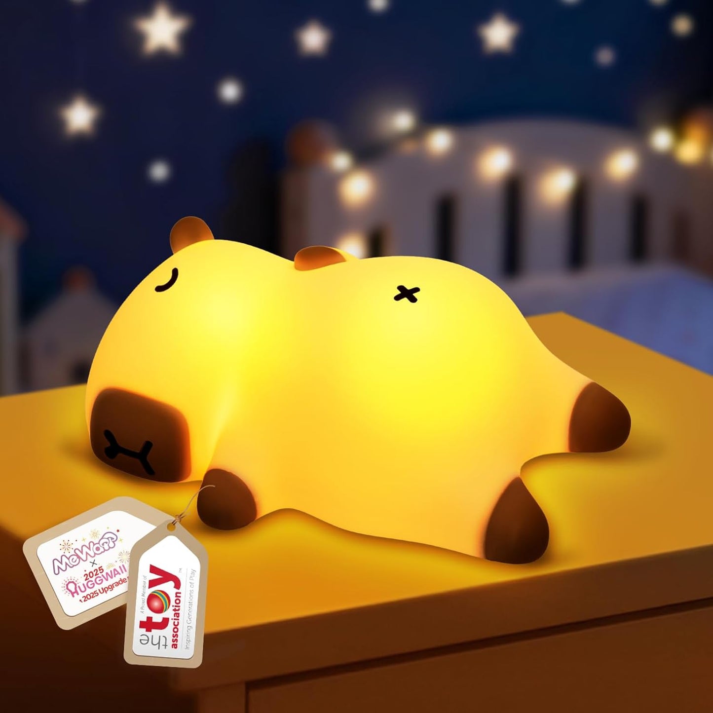 Snoring Capybara Baby Night Light Beige
