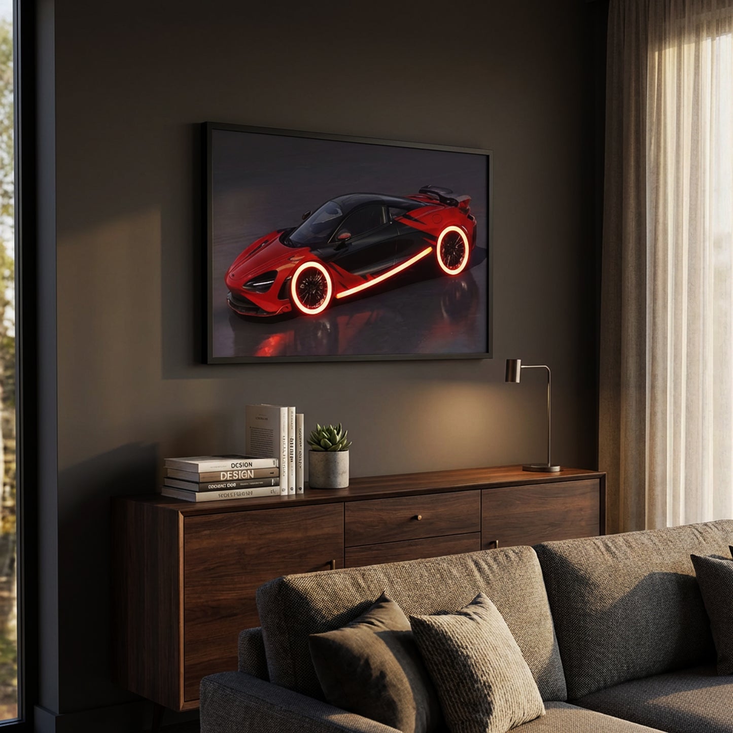 120 x 80cm Car Frame with Lights Red