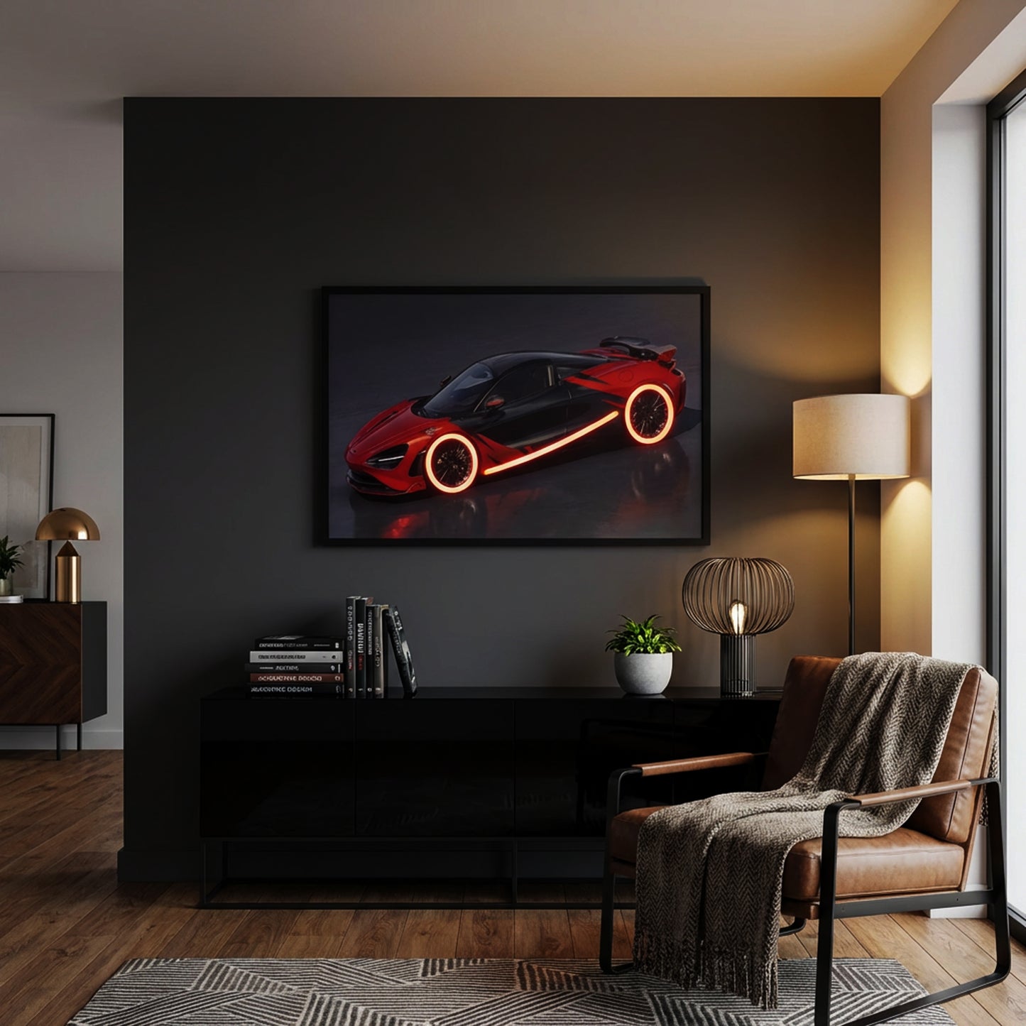 120 x 80cm Car Frame with Lights Red