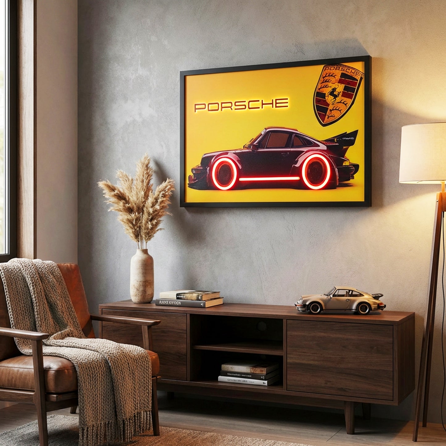 70 x 40cm Car Frame with Lights Yellow