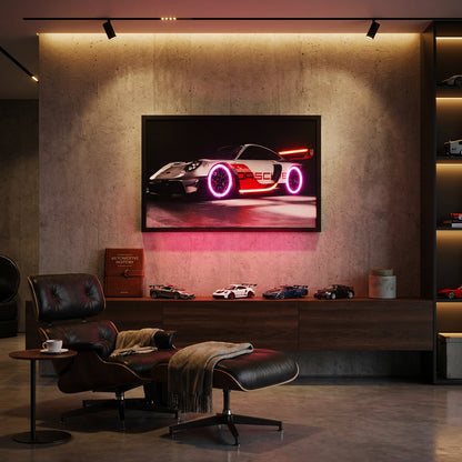 70 x 40cm Car Frame with Lights Red & Silver