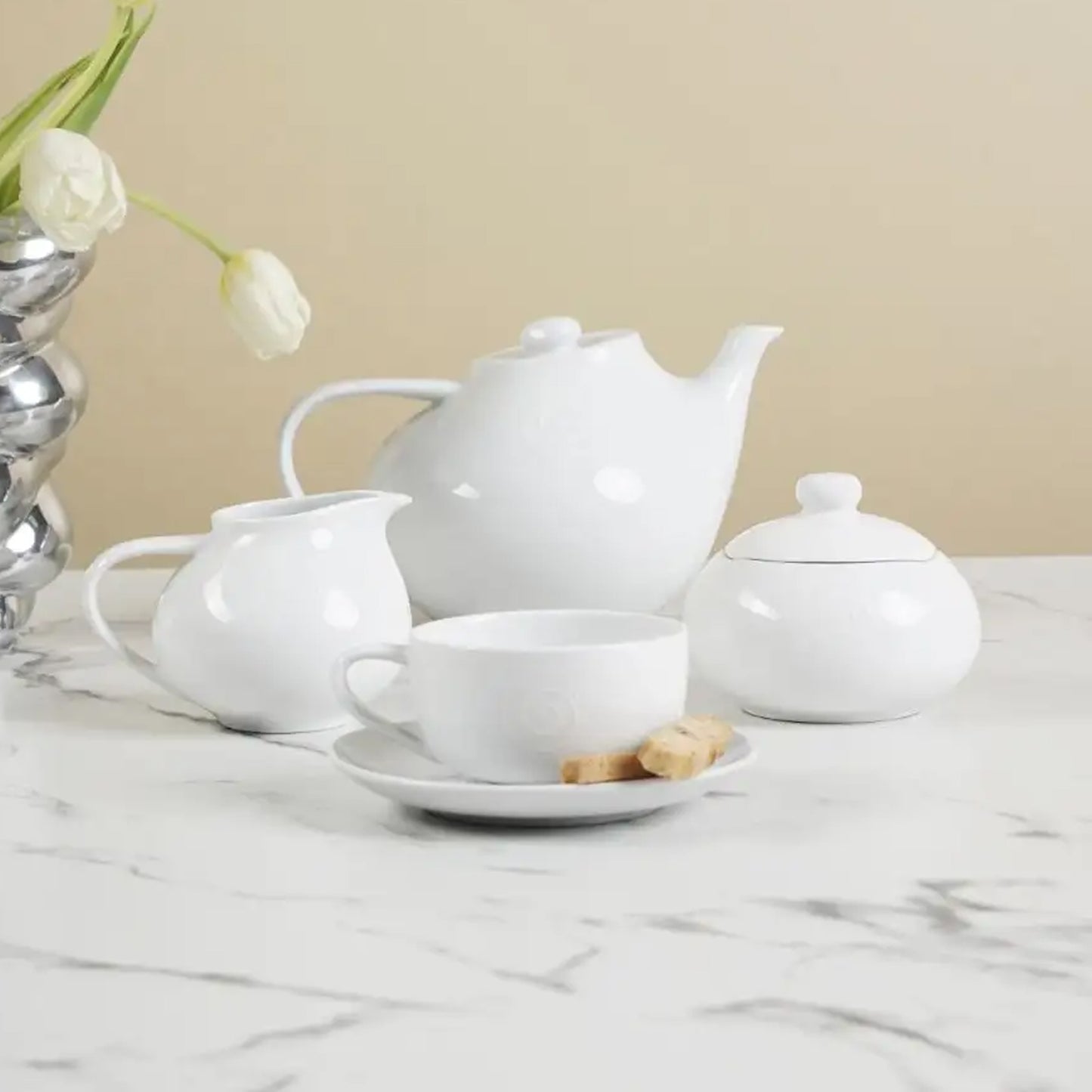 Carrol Boyes Swirl Cup & Saucer Set White