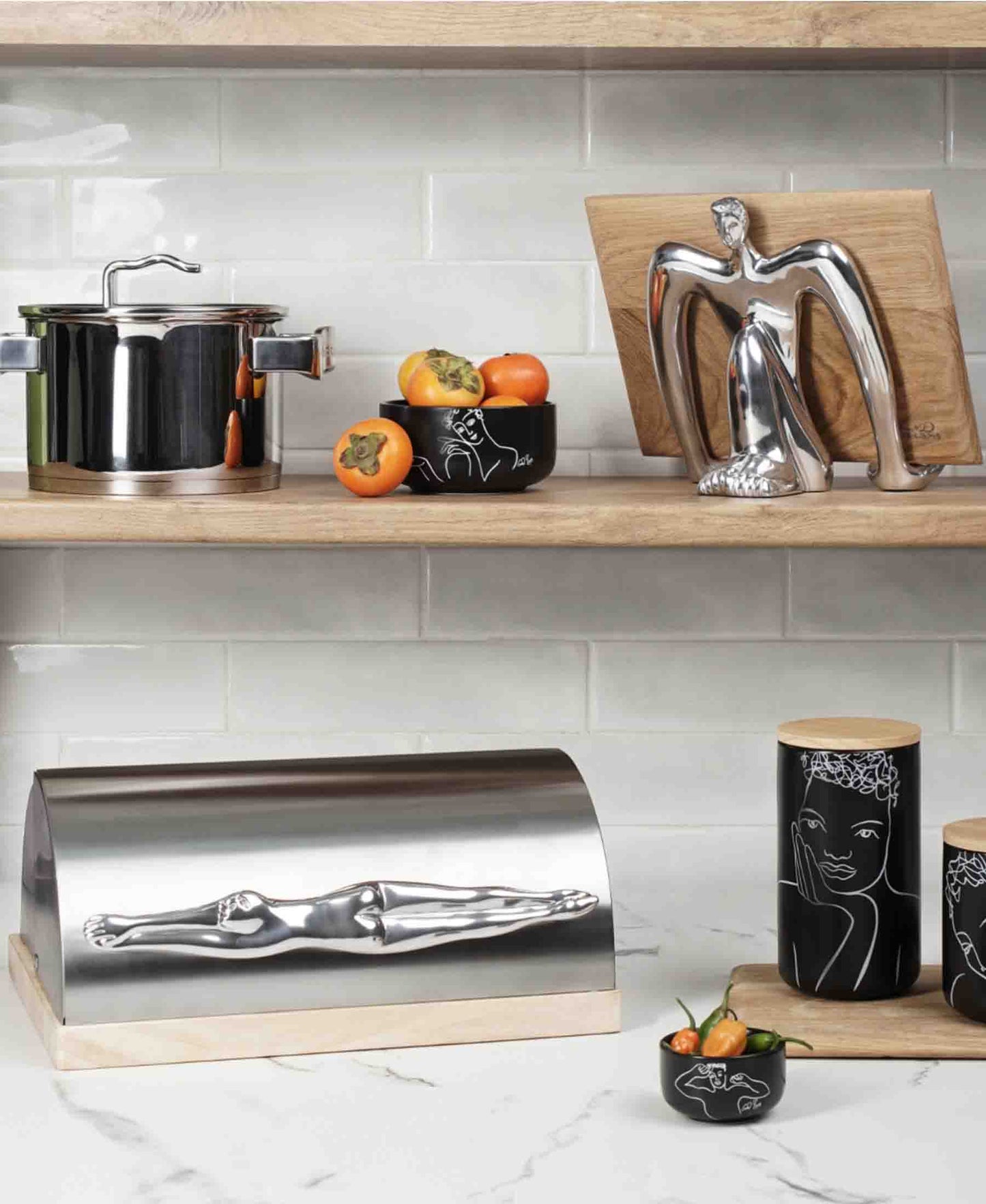 Carrol Boyes Diver Bread Bin - Silver