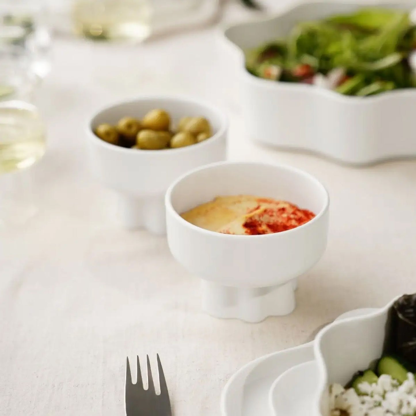 Carrol Boyes Wavy 2 Piece Small Footed Bowl Set White