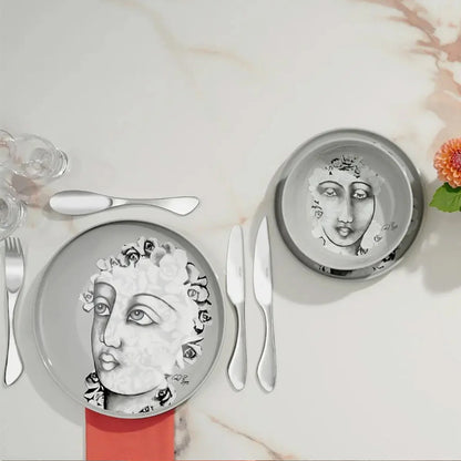 Carrol Boyes Succulent Faces 12 Piece Dinner Set Grey