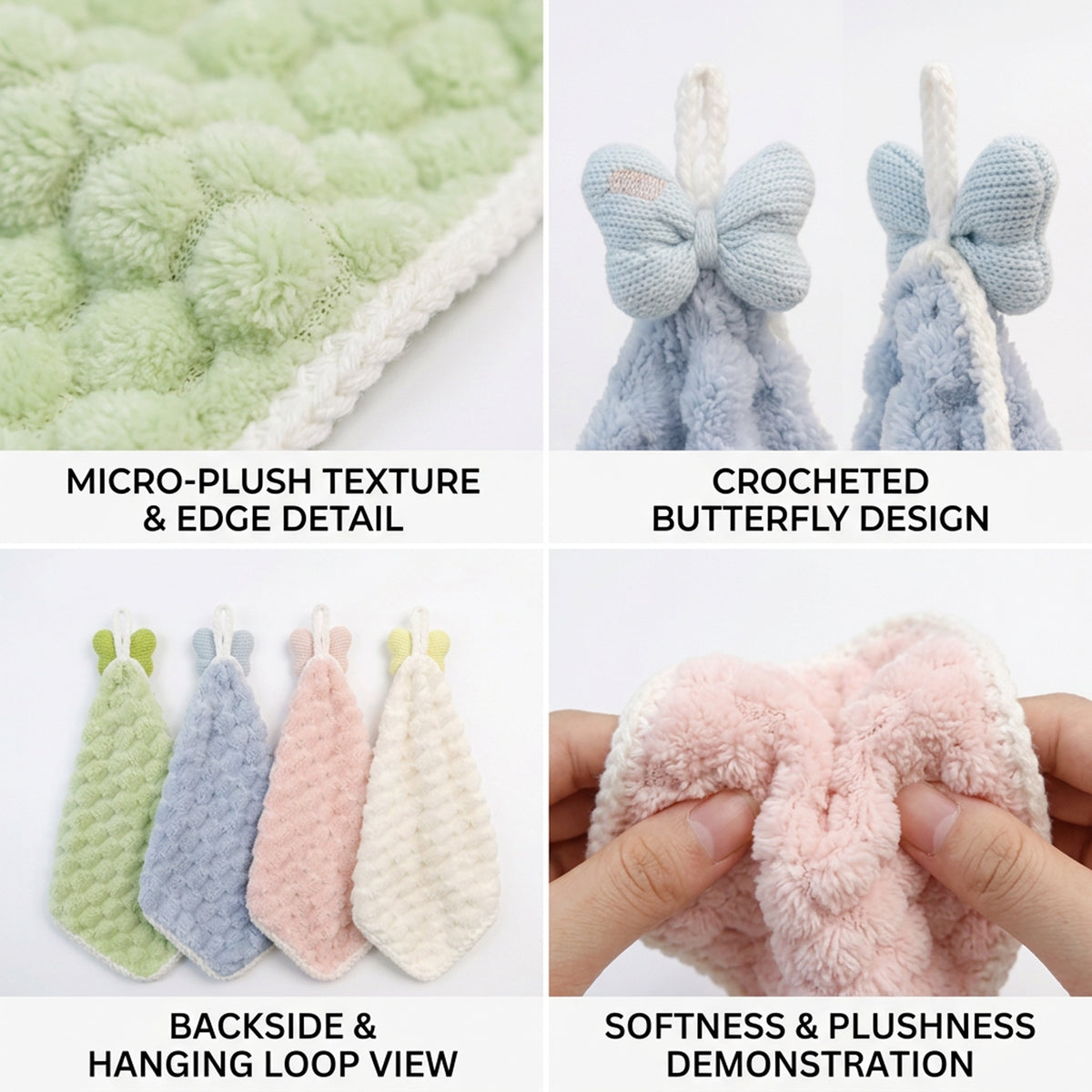 Cartoon Face Bow Square Towel Bubble Texture - Assorted