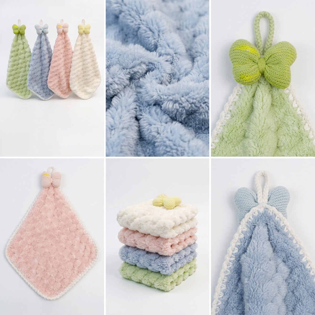Cartoon Face Bow Square Towel Bubble Texture - Assorted