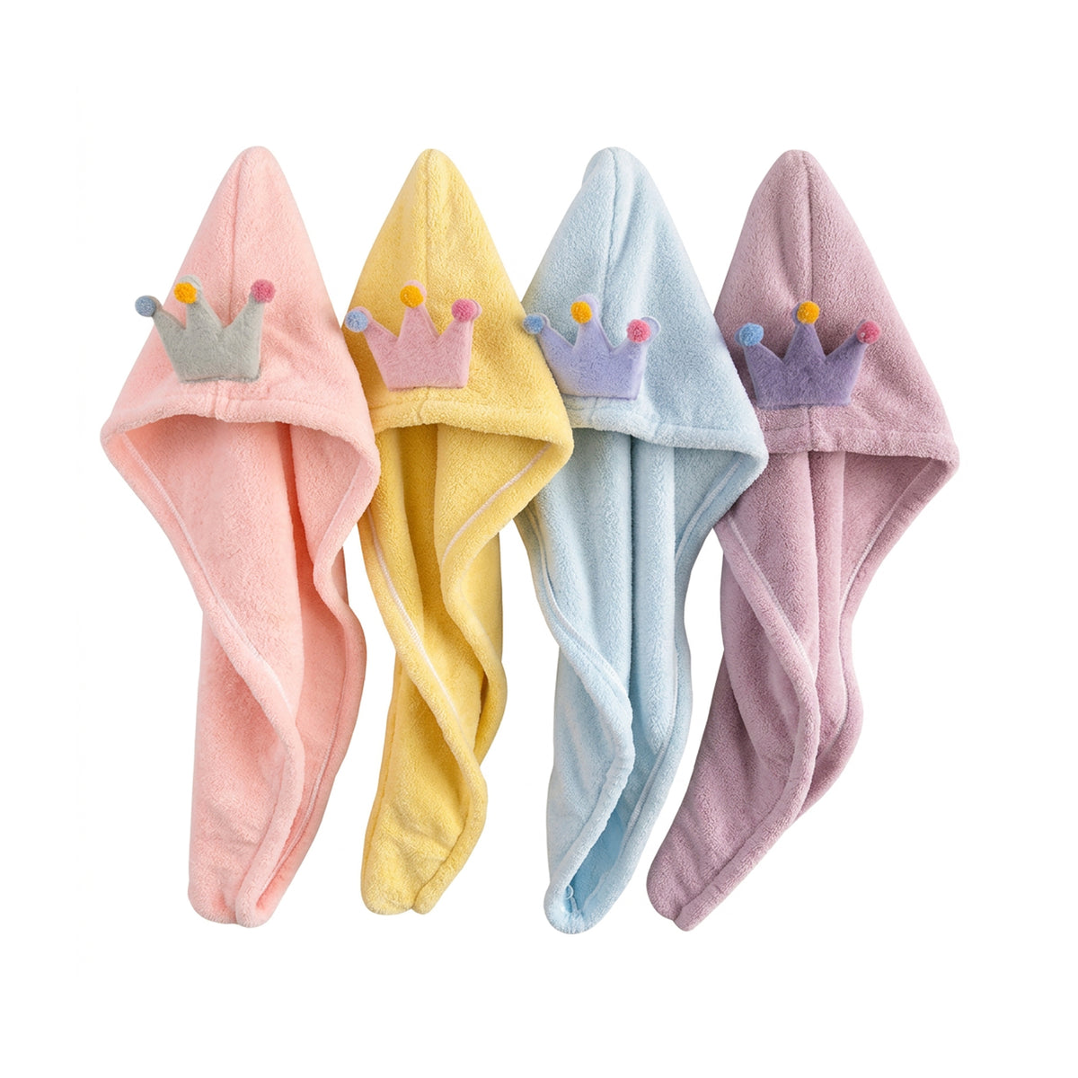 Cartoon Face Crown Dry Hair Towel Cap - Assorted